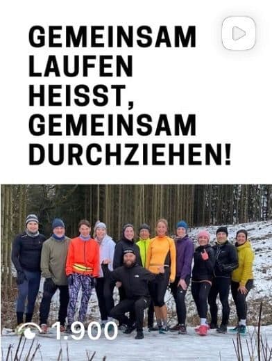 Laufgruppe des WALKI TALKI RUN CLUB bei einem gemeinsamen Winterlauf in Zeulenroda – Gemeinschaft, Motivation und gemeinsames Laufen.