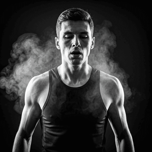 Portraet eines fokussierten Laeufers waehrend des Cool-downs